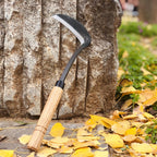 SHANFEEK Japanese Weeding Sickle Hoe Gardening Tools 13-Inch Weed Remover Tool High-Carbon Steel One-Piece Molding with Hard Solid Wood Handle(Snake-Necked)