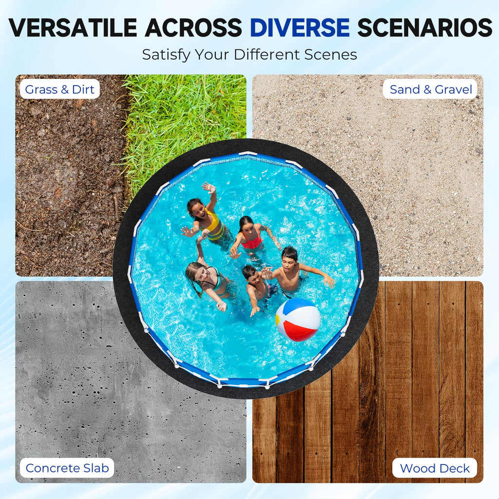 Uyittour 15Ft Round Pool Liner Pad for Above Ground Pools, 360G/M² Extra Thick Heavy Duty Under Pool Mat, Seamless Puncture Resistant Geotextile Fabric Ground Padding, Extends Liner Life, Black