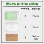 Microgreens Growing Trays with Lids and Coconut Fiber Mat,Seed Sprouter Tray with Drain Holes,Seed Starter Tray Reusable,Microgreens Growing Trays,Cat Grass Growing Kit for Indoor Cats (Pack 3)