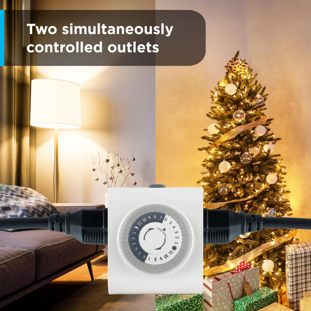 GE 24‑Hour Plug-in Mechanical Timer Outlet, 2 Grounded Outlets, 3 Pack