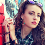 SPUNKYsoul presents "Zura" Bohemian Multi-Colored Cube Beaded Hoop Earrings for Women (Teal/Red/Cube)