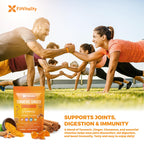 Premium 60 Turmeric Ginger Cinnamon Gummies – with Vitamin E, B12, Magnesium, Black Pepper Extract & Vitamin D3 – Orange Fruit Flavor - Vegan Gummies