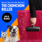 ChomChom Roller Pet Hair Remover – Original Size Reusable Lint Roller for Cat & Dog Hair on Furniture, Couch, Carpet, Car, Rugs & Bedding – Portable, Eco-Friendly (Black)