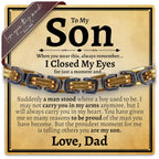 Love You This Much Sentimental Father to Son Gift | Men's 5mm Twist Steel Bracelet | Present for Son from Dad | 8"+1" Extender | Luxury Gift Box & Card (Gold-Black)