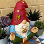 Mood Lab Garden Gnome - Funny Zen Hippie Gnome Figurine - 9.1 Inch Tall Lawn Statue - for Outdoor or House Decor