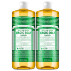 Dr. Bronner's Pure-Castile Magic Liquid Soap (Almond, 32 Ounce, 2-Pack)- Made with Regenerative Organic Certified Oils, 18-in1 Uses: Face, Hair, Hand & Body Soap, Laundry, Pets- Concentrated, Vegan
