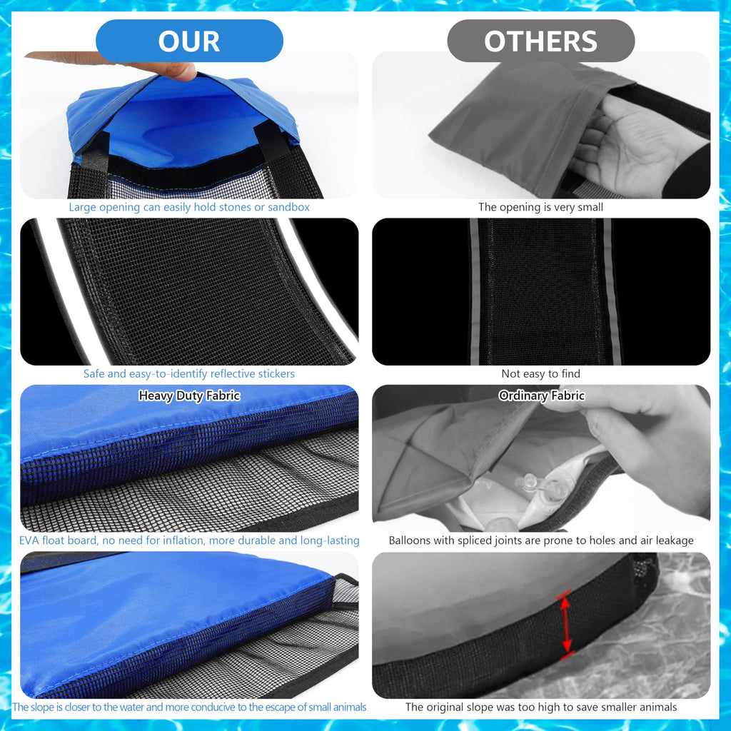 Fayoo 2PCS EVA Pool Animal Escape Ramp with Reflective Strips, Frog Saver Log for Swimming Pool, Critter Escape Device for Frog, Toad, Lizard, Chipmunk, Small Animal Saver for Pool, Spa and Pond