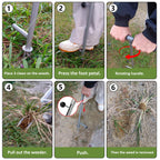 OUTUQ Stand-Up Weed Puller Tool - Stainless Steel with Ergonomic Handle & Foot Pedal