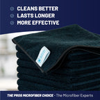 Microfiber Wholesale MW Pro 16x16 Auto Detailing Towels - Plush Car Drying Cloths for Wax Removal, Interiors & Body Shops - Scratch Free (Black, 12-Pack)