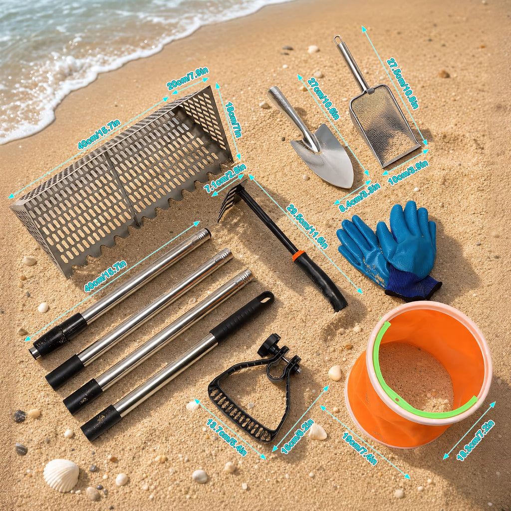 5 in 1 Sand Flea Rake for Beach, Collecting Shark Tooth Sand Fleas Shells