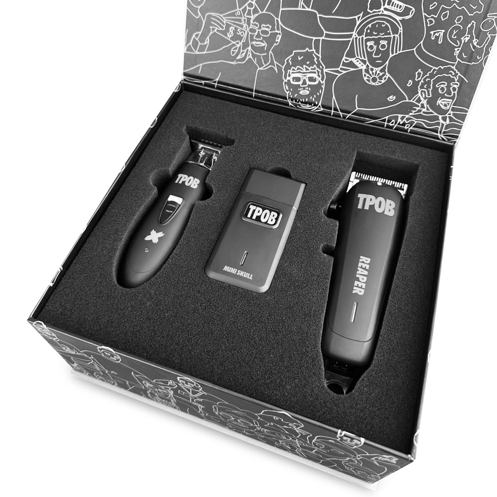 TPOB Slime 2 Barber Hair Clippers Trimmer Shaver Set for Men with Matte Green Case and X Fade Blade (Blackout)