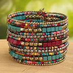 SPUNKYsoul Boho Cuff Bracelets, Women Adjustable Stackable Beaded Accessory