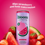 Bloom Nutrition Zero Sugar Energy Drink, Strawberry Watermelon, 12oz 12pk