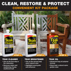 STAR BRITE Teak Care 3 Step Kit - Teak Cleaner + Teak Brightener + Teak Oil - 16 OZ (081216)