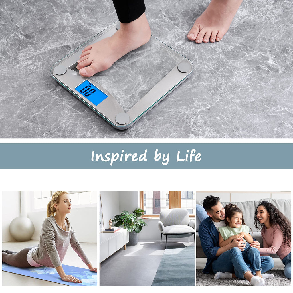 Vitafit Bathroom Scale for Body Weight Accuracy 0.1lb, 400lb,Clear Glass