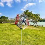 XLSWAIN Patriotic Star Metal Wind Spinner Outdoor, 47.3" H