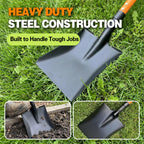 FARMHOLYCOWKING Heavy Duty Steel Flat Shovel–Square Head Shovel with Detachable D-Handle and Anti-Slip Grip, 47 Inch Flat Shovel for Landscaping, Square Shovel for Gardening, Transfer Shovel