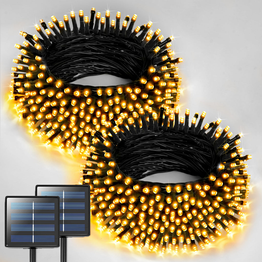 JMEXSUSS 2 Pack Solar String Lights Outdoor, Total 400LED 151FT, Warm White