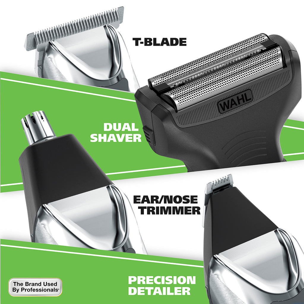 Wahl Stainless Steel Lithium Ion Plus - Beard Trimmer and Shaver for Men | Nose and Ear Hair Trimmer | US Version | Dual Voltage (Needs Plug Adapter) | Model 9864SS