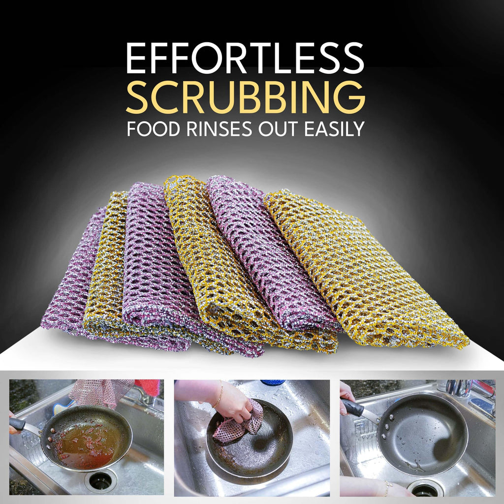 Heavy Duty Dish Scrubbers - Non Scratch Scouring Pads - Odorless and Long Lasting - Replace Sponges for Dish Washing, Scrubbing & Scouring - Kitchen, Floor and Bathroom Usage - Made in Korea (24 Pcs)