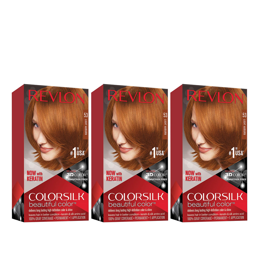 Revlon Colorsilk Beautiful Colour, 53, Light Auburn (pack of 3)