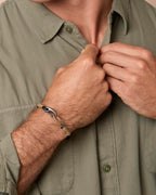 Lucky Brand 2-Row Corded Black Leather Bracelet for Men with Brown