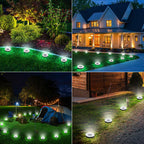 Joomer Solar Ground Lights, 4 Pack 8 LED Solar Lights Outdoor Waterproof IP68 Disc Light Landscape Lighting Garden Light for Patio Pathway Lawn Yard Driveway Walkway(White)