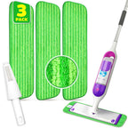 Befanty 3 Pack Reusable Microfiber Mop Pads, Compatible with Swiffer PowerMop and Bona Mop, Machine Washable Cloths, Scraper Included, Refills for All Floor Cleaning, Wet Dry - 16"- 18"