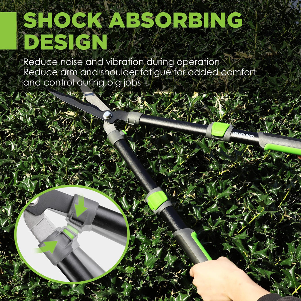 WORKPRO Extendable Hedge Shear, 25"-33" Manual Hedge Clipper/Bush Cutter