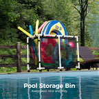 POOL FELLOWS Pool Storage Bin, 214 Gallons, Holder for Noodles, Toys, Floats, Towels, Large Mesh Organizer for Swimming Equipments, Max Style