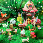 Soaoo Fairy House Garden Figurines Kit Summer Garden Decor Elves Decoration Outdoor Ornaments Animals Butterfly Fairy Mushroom Party Supplies DIY Micro Landscape Dollhouse