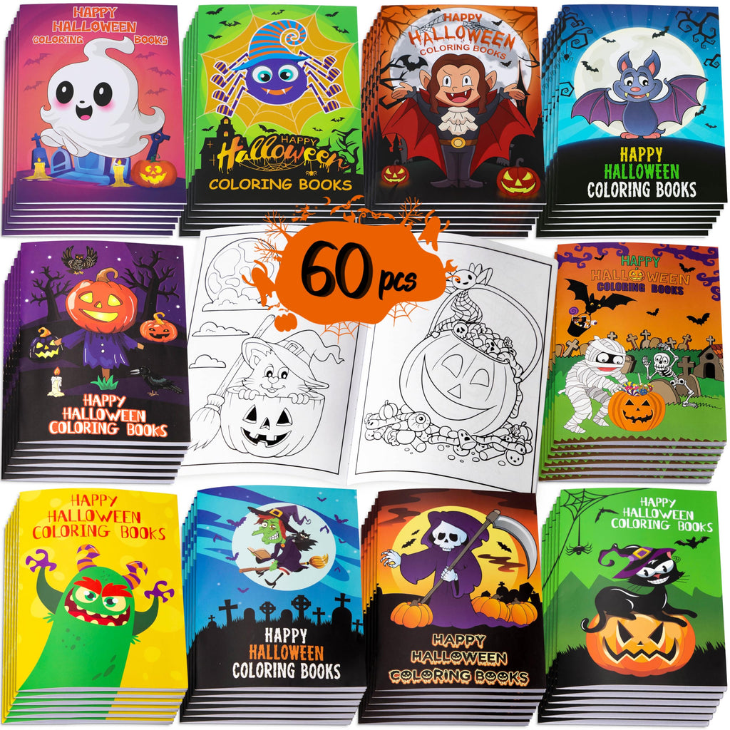 90shine 60PCS Halloween Coloring Books Bulk Party Favors for Kids