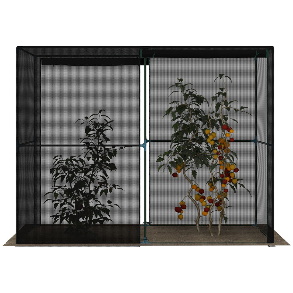 Outsunny 8' x 4' x 6' Crop Cage with Zippered Doors Vegetable Garden, Black