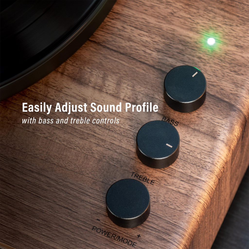 Crosley CR6046A-WAGL Stave 2-Speed Bluetooth Record Player Turntable with Built-in Speakers, Walnut