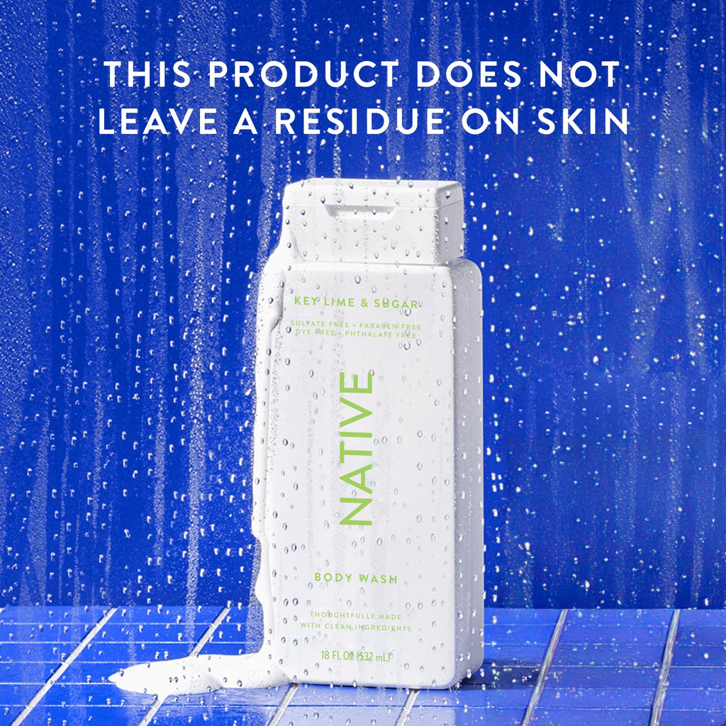 Native Body Wash Contains Naturally Derived Ingredients | For Women & Men, Sulfate, Paraben, & Dye Free Leaving Skin Soft and Hydrating | Key Lime & Sugar 18 oz