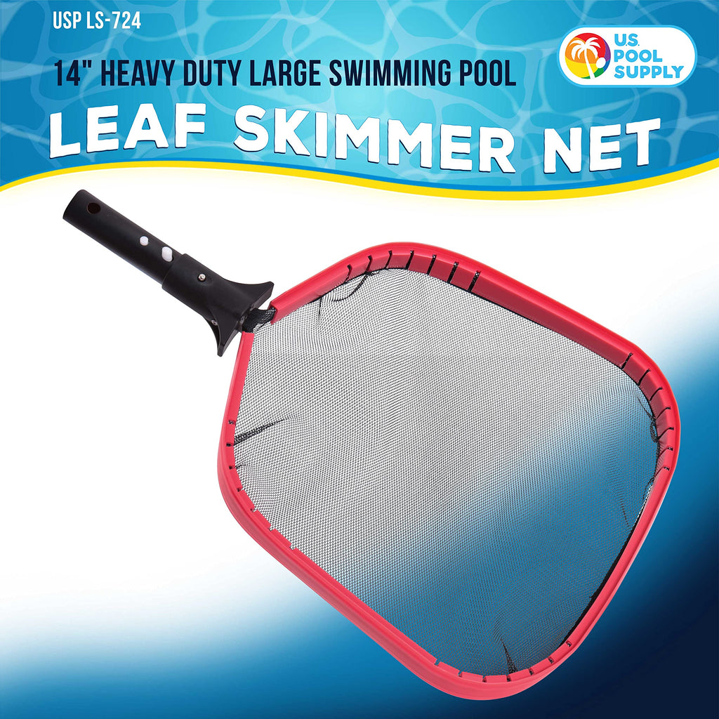 U.S. Pool Supply Professional Heavy Duty Large Swimming Pool Leaf Skimmer Net - Strong Reinforced Aluminum Frame for Faster Cleaning & Easier Debris Pickup and Removal - Clean Pools, Spas, Ponds