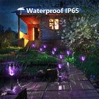 Toodour Solar Torch Flame Lights, 12 Pack Solar Lights Outdoor with Flickering Flame, Waterproof Patio Light Landscape Decoration Lighting for Garden, Lawn, Yard, Outdoor Decorations - Purple