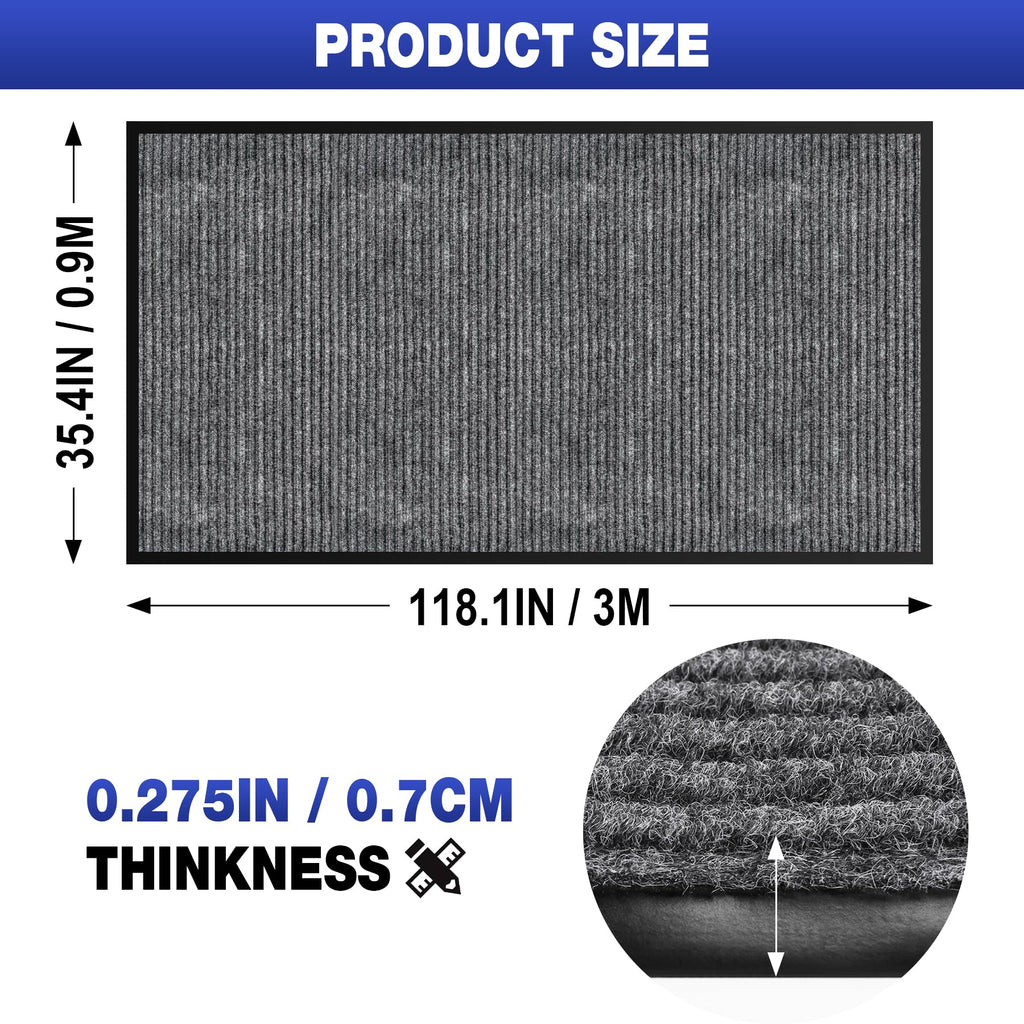ToLanbbt Commercial Floor Mat 3' x 10' Front Door Mat Extra Large, Industrial Hallway Runner Rug Heavy Duty Outdoor Indoor Utility Mat Low Profile Entryway Carpet Non Slip Backing for Home Office