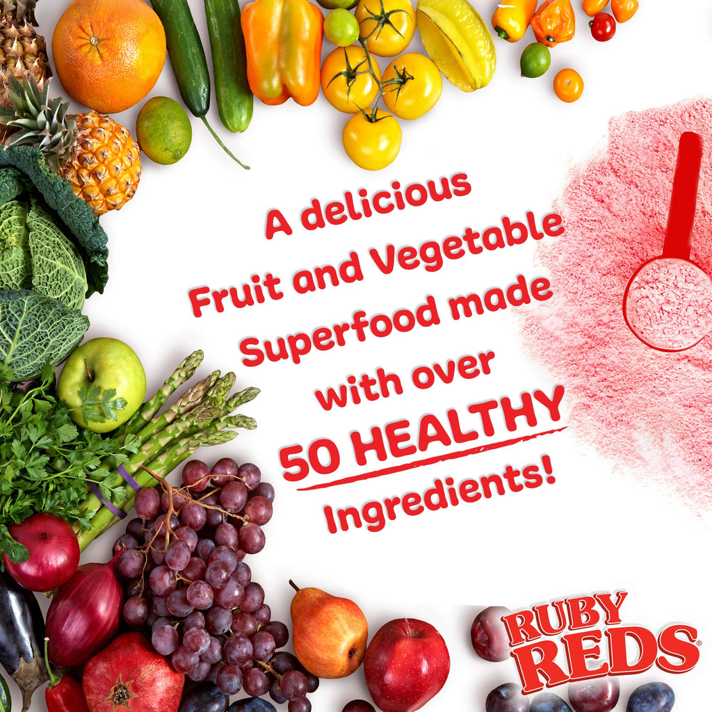 New Vitality Ruby Reds | Delicious Reds Powder Fruit & Vegetable Supplement with Potent Vitamins, Minerals, Enzymes, Herbs, Nutrients and Probiotics for Overall Health 11 oz. (30 Servings)