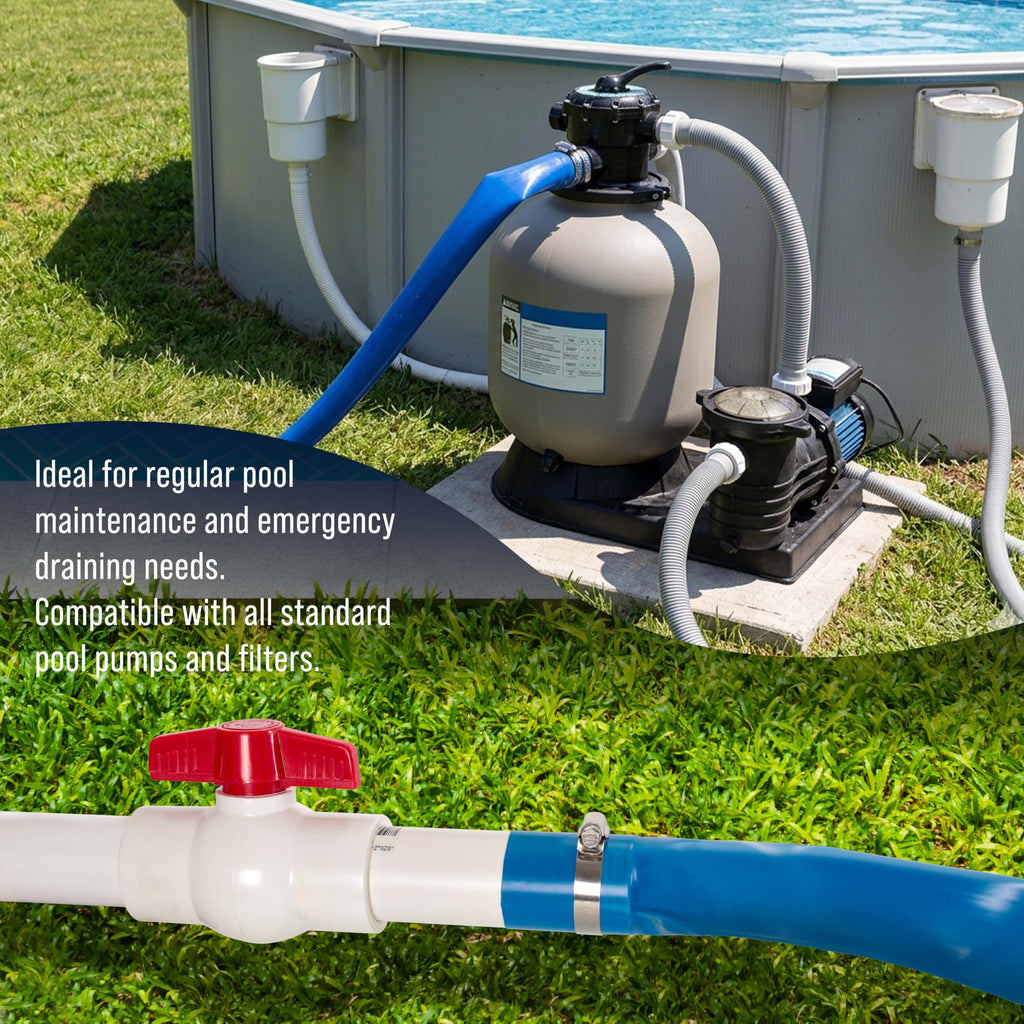 U.S. Pool Supply Pool Backwash Hose 2" x 100', Pool Drain Hose, Drainage Hose, Sump Pump Discharge Hose, Heavy-Duty Inground Pool, Flexible Lay Flat Filter Pump Draining, Clamp