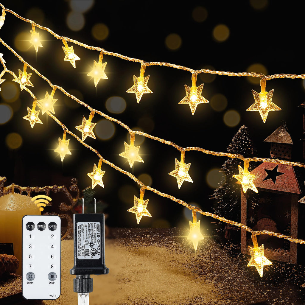 HEYFUNi 39FT 100LED Star String Lights Plug in, Twinkle Lights with Remote