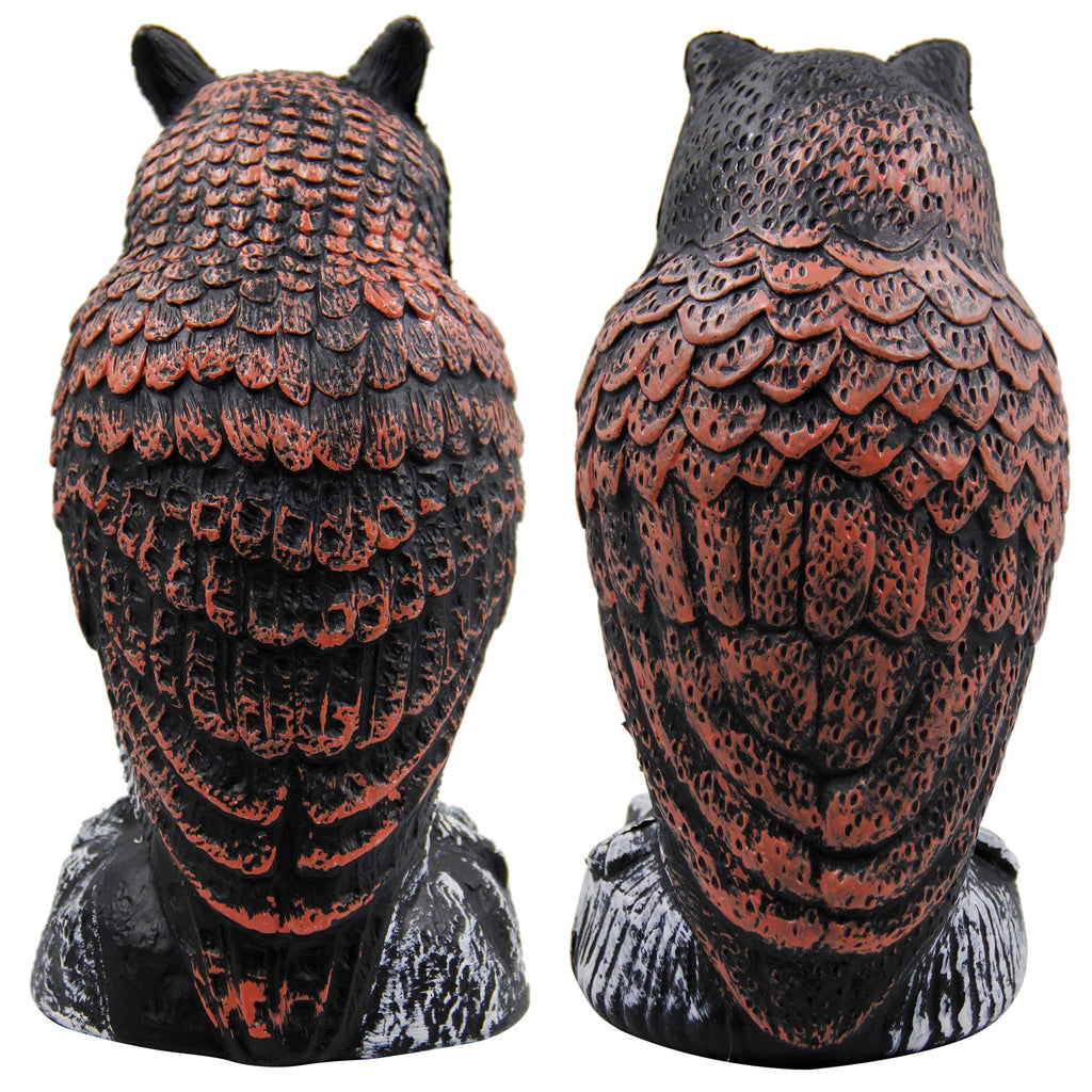 Hausse 2 Pack Fake Horned Owl Bird Scarecrow Decoy 10.5 Inch Height, Plastic Deterrents, Halloween Decoration, Nature Enemy Pest Repellent for Outdoor Garden Yard