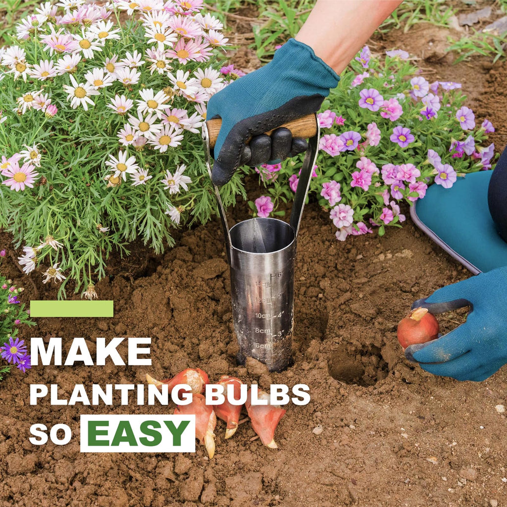 Haliaeetus Bulb Planter Tool, 6 inches Depth Mark Tulip Bulb Planter Tool