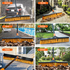 CLEANHOME 24”Push Broom Brush for Floor Cleaning with 65” Long Handle and Stiff Bristles, Heavy Duty Brush for Shop, Deck, Garage, Concrete,Indoor and Outdoor Broom 2 Set,Orange