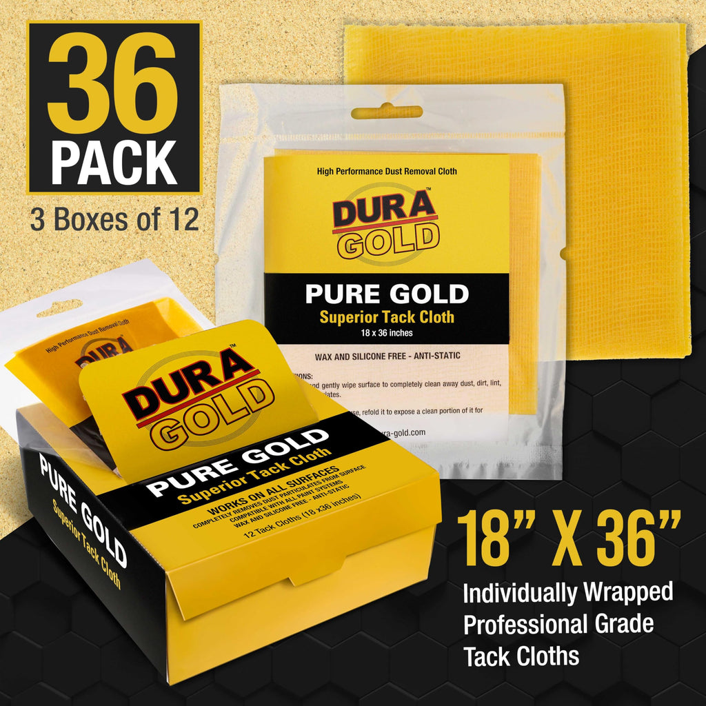 Dura-Gold - Pure Gold Superior Tack Cloth (Pack of 36), Woodworking, Automotive Paint, Tack Cloth Autobody Painting, Painters Cloths, Dust Rags, Stain Rags, Wood Staining Pads, Tac Cloths, Tacky Towel