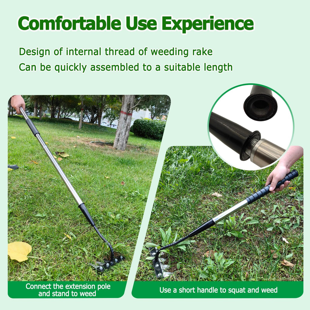 Forged Iron Weeding Rake, Gardenia 2.0 Iron Weed Rake with Long Handle