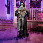 JOYIN Halloween Decorations Outdoor Life Size Animatronics Grim Reaper with Chain, Sound-Actived Party Decor with Creepy Sound, Scary Haunted House Props for Garden Yard Lawn