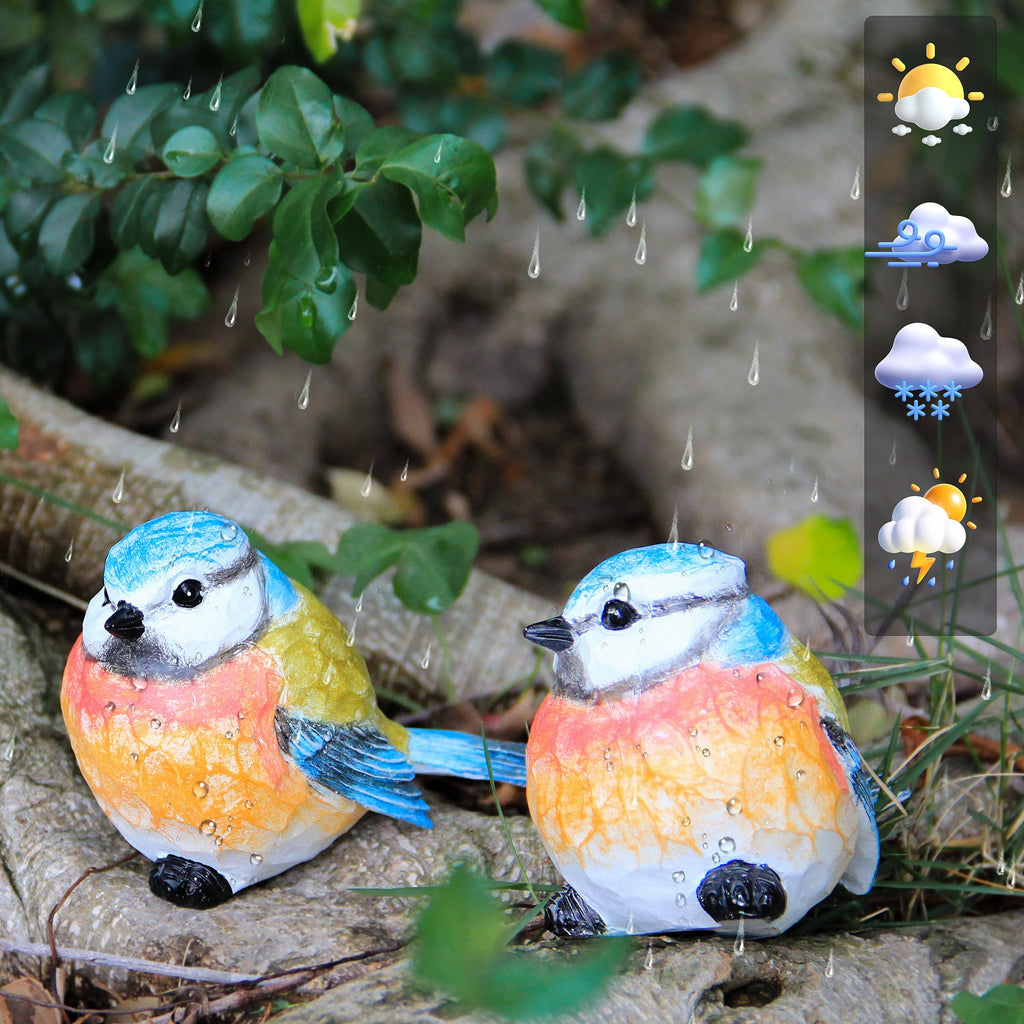 Outdoor Bird Statue for Garden Decoration 2 Small Birds Figurine for Home