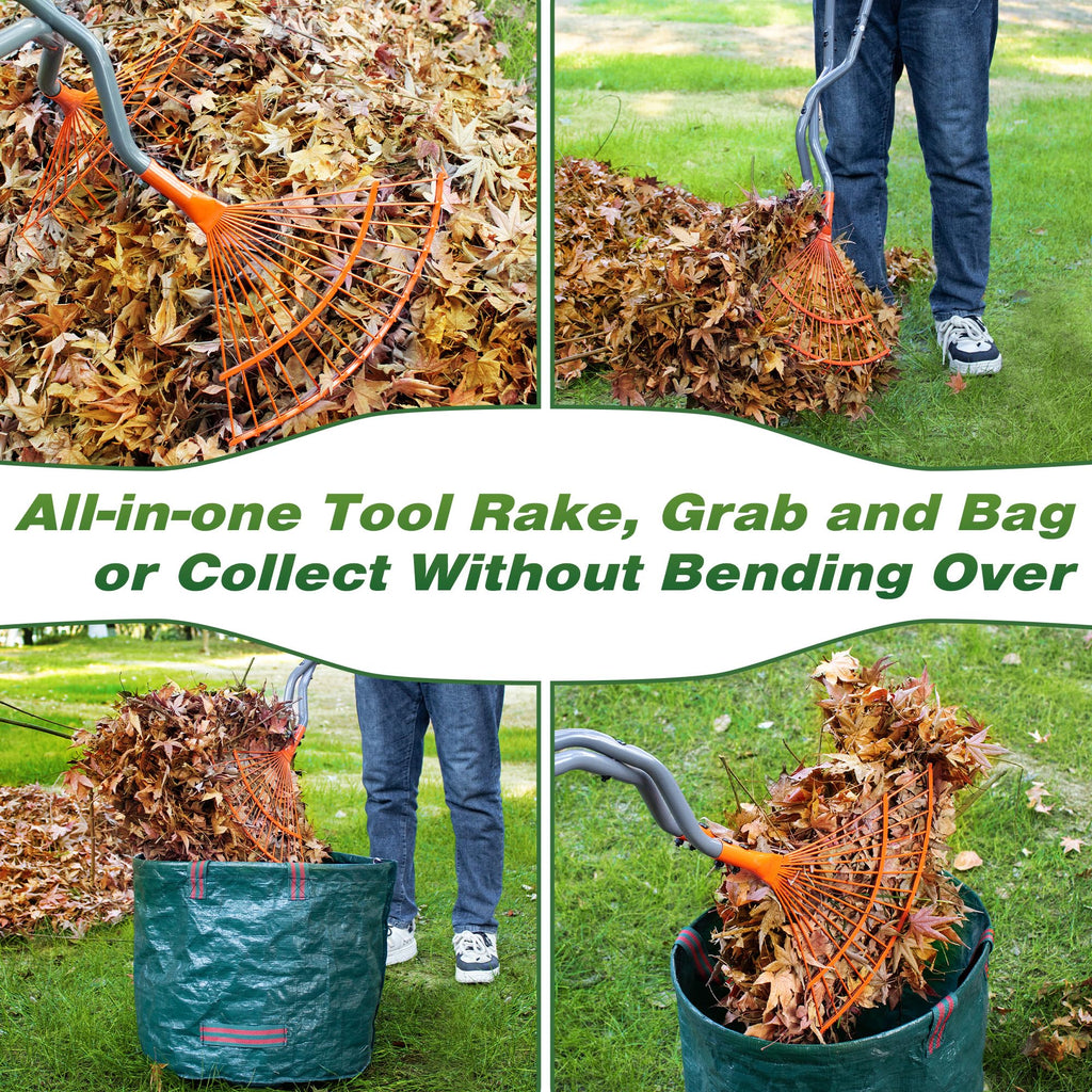Walensee Leaf Grabber Rake, Long Handle Yard Debris Collector for Lawn