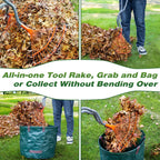Walensee Leaf Grabber Rake, Long Handle Yard Debris Collector for Lawn